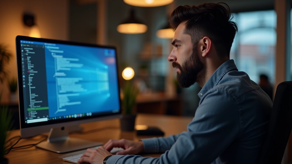 Sviluppatore che scrive codice CSS per animazioni di caricamento su un monitor moderno